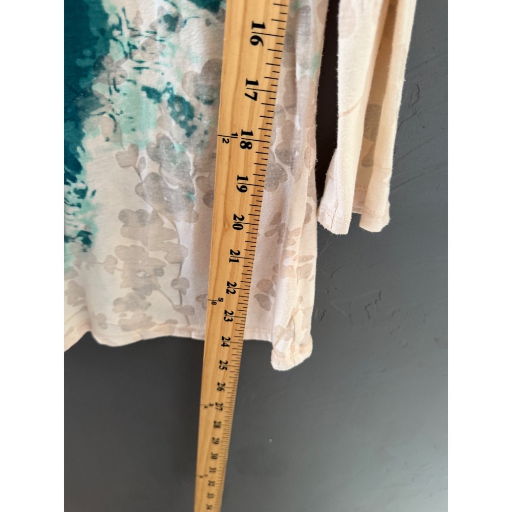 Reba Womens Teal Orange Abstract Watercolor Sequin Western Rhinestone Top Small - Picture 6 of 8